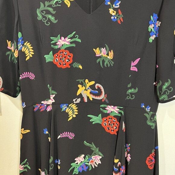 Novis Womens Silk Dress Size 8 Novelty Print Floral Runway Made In USA - Picture 6 of 14